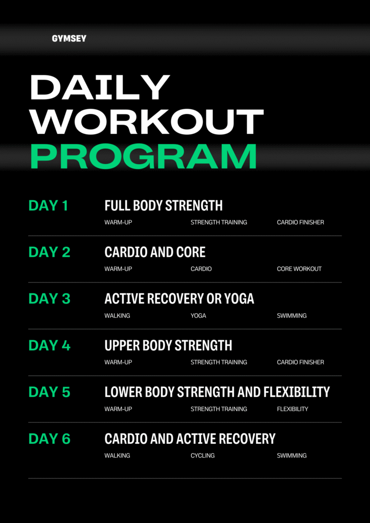 Weekly gym training routine for fat loss and muscle gain